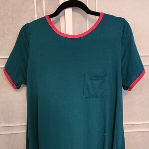 LuLaRoe Turquoise and Pink Carly Dress Size M